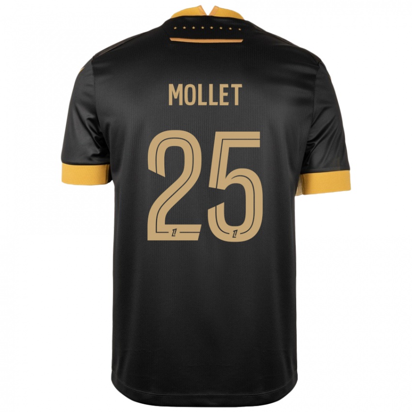 Niño Camiseta Florent Mollet #25 Negro Marrón 2ª Equipación 2024/25 La Camisa Argentina