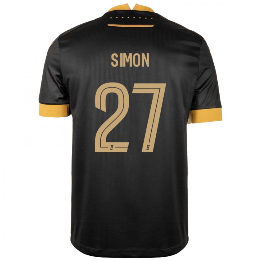 Niño Camiseta Moses Simon #27 Negro Marrón 2ª Equipación 2024/25 La Camisa Argentina