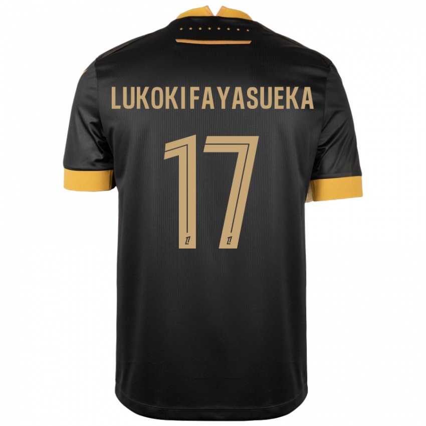 Niño Camiseta Kévin Lukoki Fayasueka #17 Negro Marrón 2ª Equipación 2024/25 La Camisa Argentina