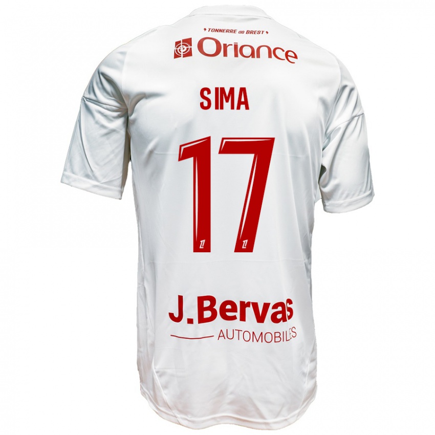 Niño Camiseta Abdallah Sima #17 Blanco Rojo 2ª Equipación 2024/25 La Camisa Argentina