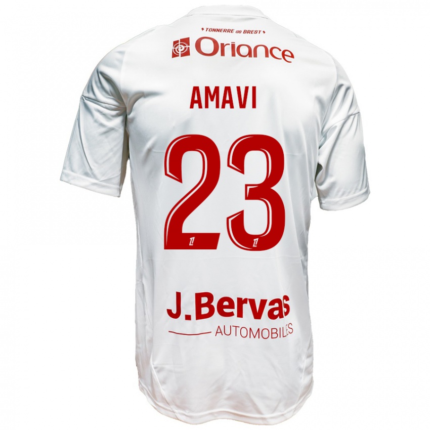 Niño Camiseta Jordan Amavi #23 Blanco Rojo 2ª Equipación 2024/25 La Camisa Argentina