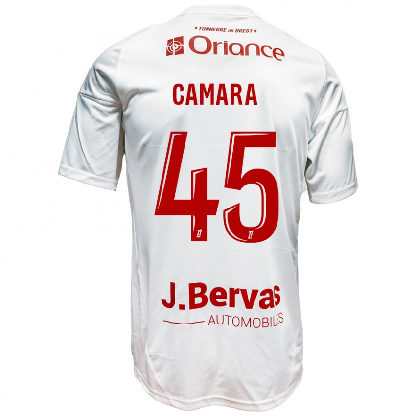 Niño Camiseta Mahdi Camara #45 Blanco Rojo 2ª Equipación 2024/25 La Camisa Argentina