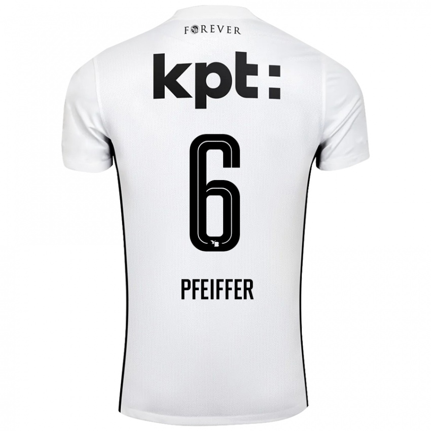 Niño Camiseta Patric Pfeiffer #6 Blanco Negro 2ª Equipación 2024/25 La Camisa Argentina