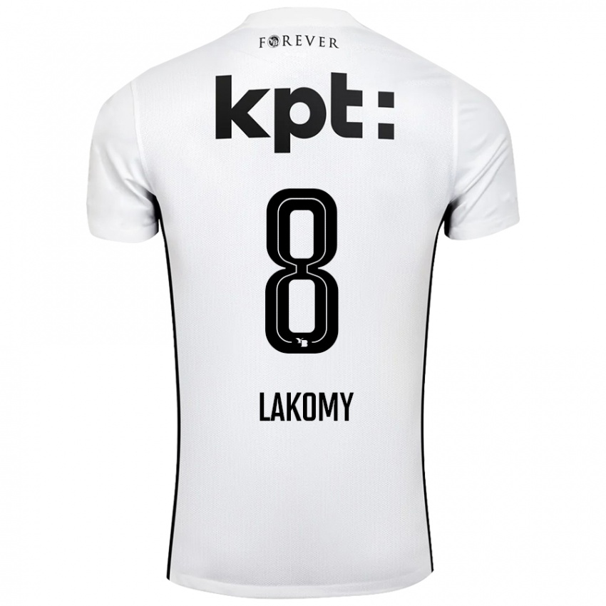 Niño Camiseta Lukasz Lakomy #8 Blanco Negro 2ª Equipación 2024/25 La Camisa Argentina