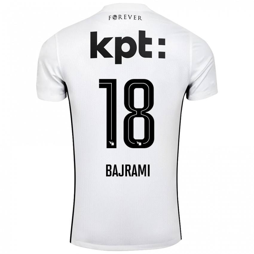 Niño Camiseta Ardian Bajrami #18 Blanco Negro 2ª Equipación 2024/25 La Camisa Argentina