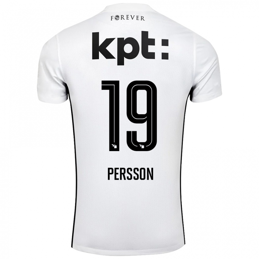 Niño Camiseta Noah Persson #19 Blanco Negro 2ª Equipación 2024/25 La Camisa Argentina