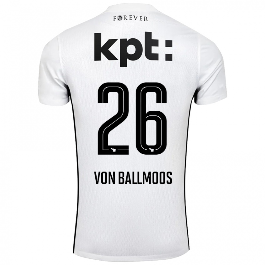 Niño Camiseta David Von Ballmoos #26 Blanco Negro 2ª Equipación 2024/25 La Camisa Argentina