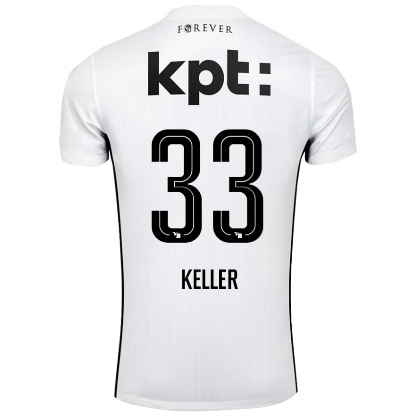 Niño Camiseta Marvin Keller #33 Blanco Negro 2ª Equipación 2024/25 La Camisa Argentina