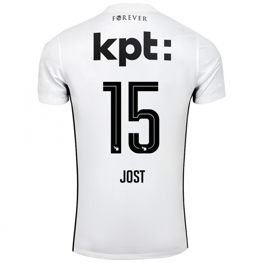 Niño Camiseta Tristan Jost #15 Blanco Negro 2ª Equipación 2024/25 La Camisa Argentina