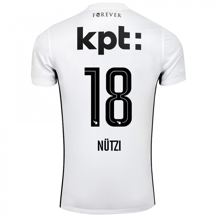 Niño Camiseta Timon Nützi #18 Blanco Negro 2ª Equipación 2024/25 La Camisa Argentina