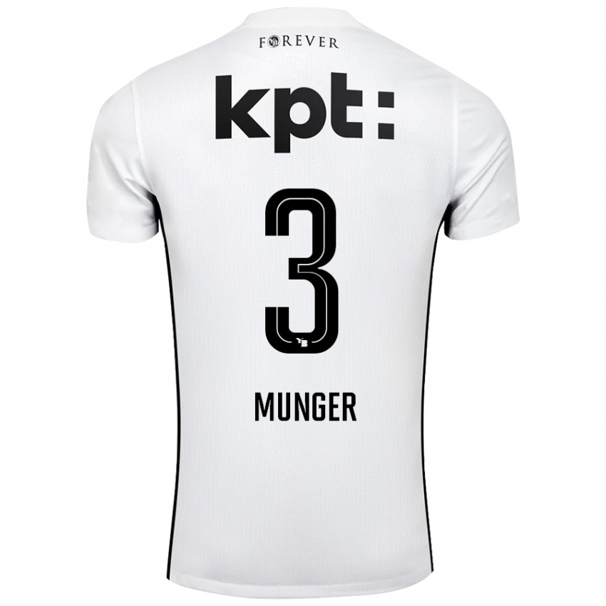 Niño Camiseta Noa Münger #3 Blanco Negro 2ª Equipación 2024/25 La Camisa Argentina