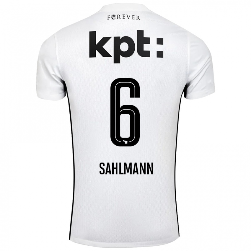 Niño Camiseta Henrike Sahlmann #6 Blanco Negro 2ª Equipación 2024/25 La Camisa Argentina