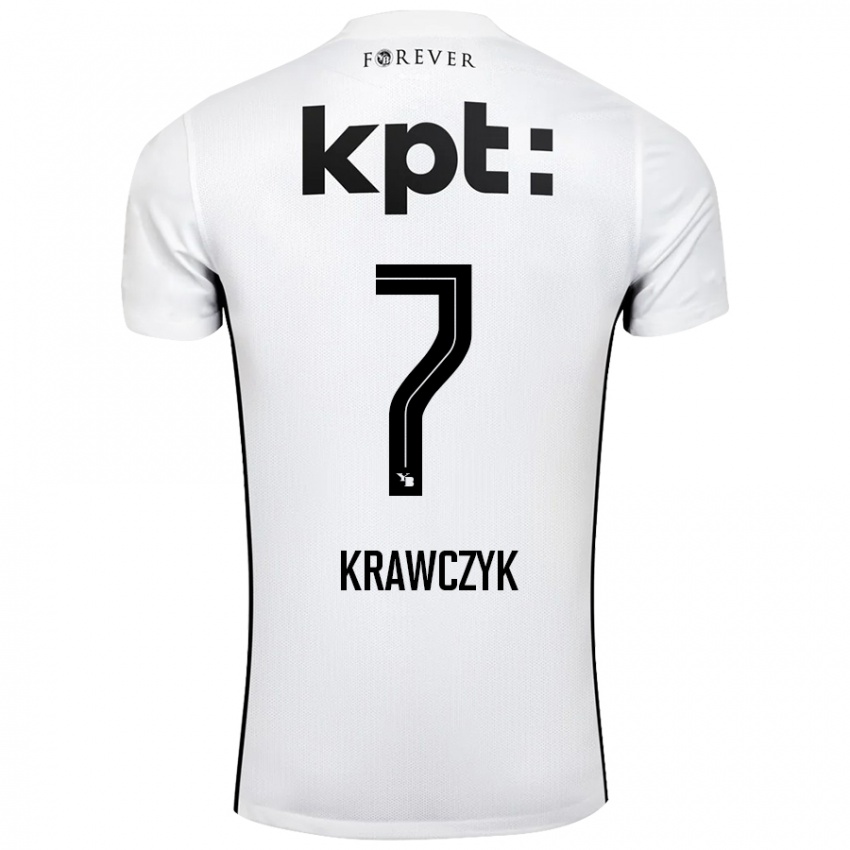 Niño Camiseta Caroline Krawczyk #7 Blanco Negro 2ª Equipación 2024/25 La Camisa Argentina