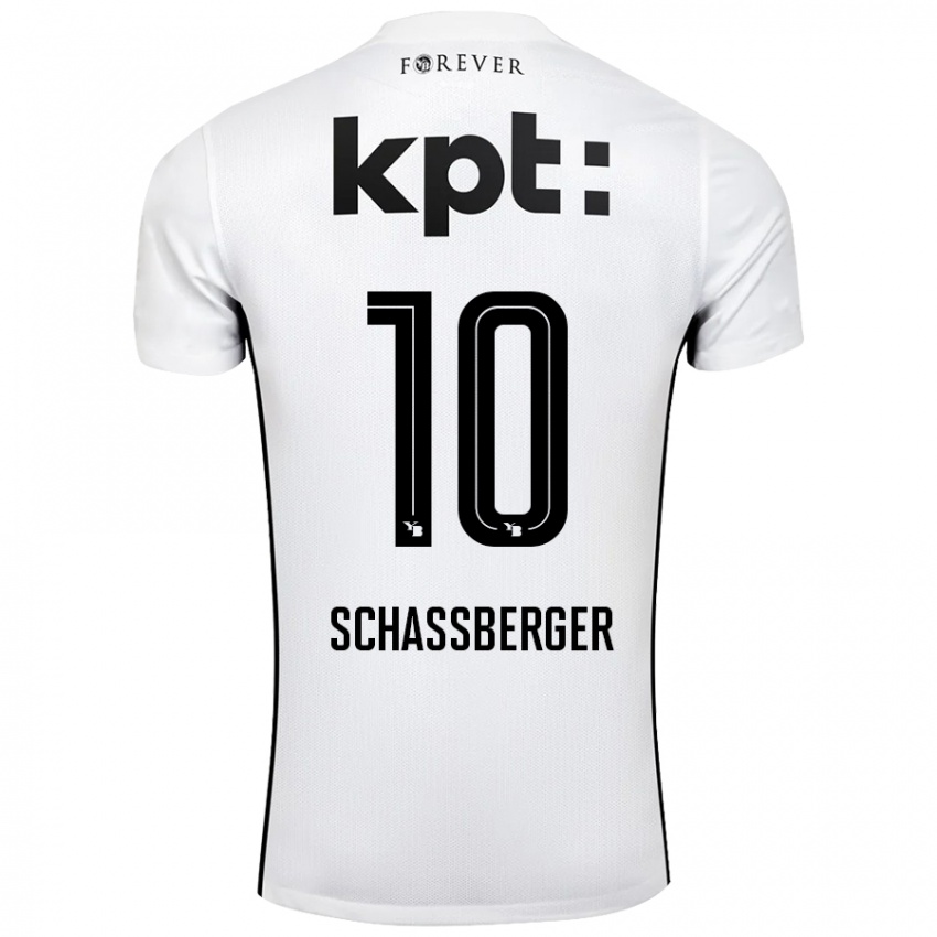 Niño Camiseta Julia Schassberger #10 Blanco Negro 2ª Equipación 2024/25 La Camisa Argentina