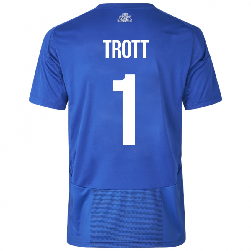 Niño Camiseta Nathan Trott #1 Blanco Azul 2ª Equipación 2024/25 La Camisa Argentina