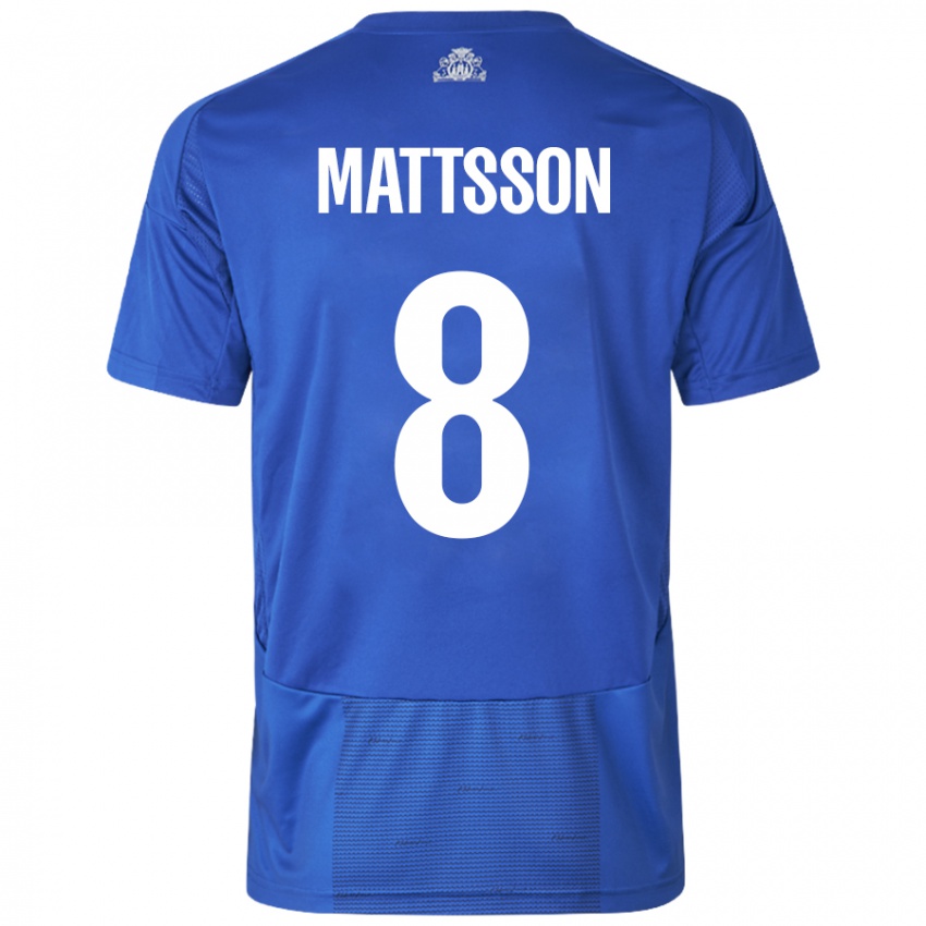 Niño Camiseta Magnus Mattsson #8 Blanco Azul 2ª Equipación 2024/25 La Camisa Argentina