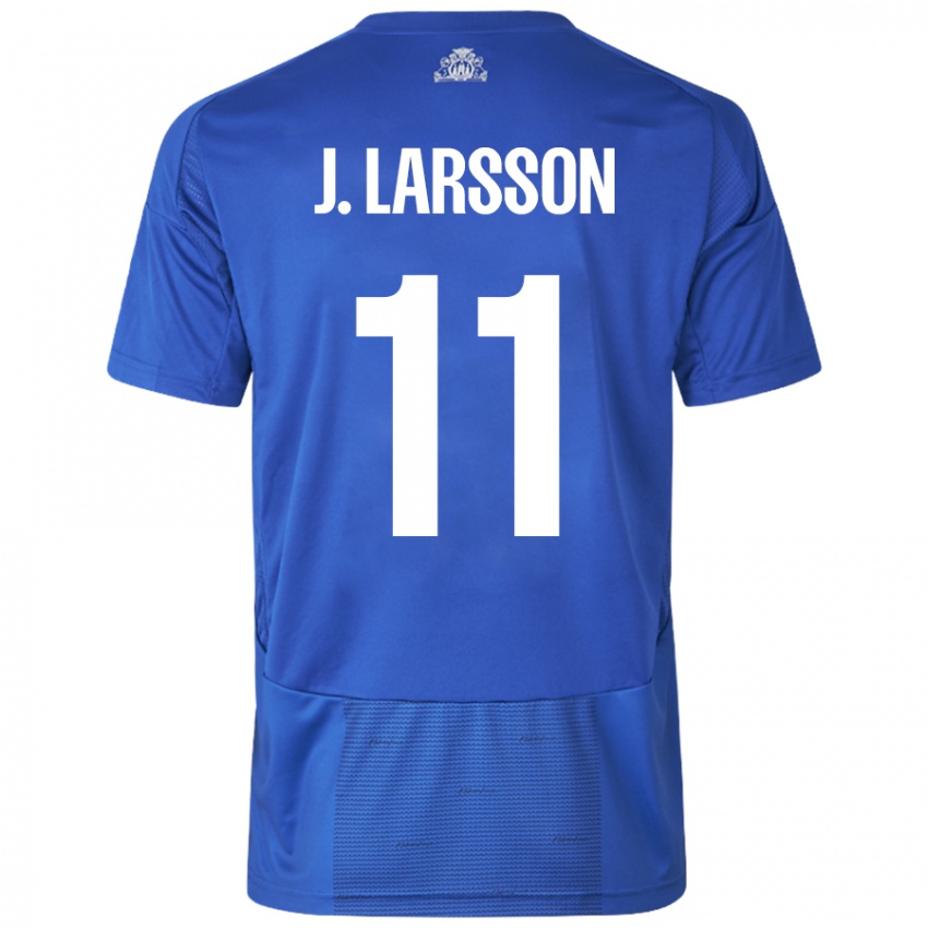 Niño Camiseta Jordan Larsson #11 Blanco Azul 2ª Equipación 2024/25 La Camisa Argentina