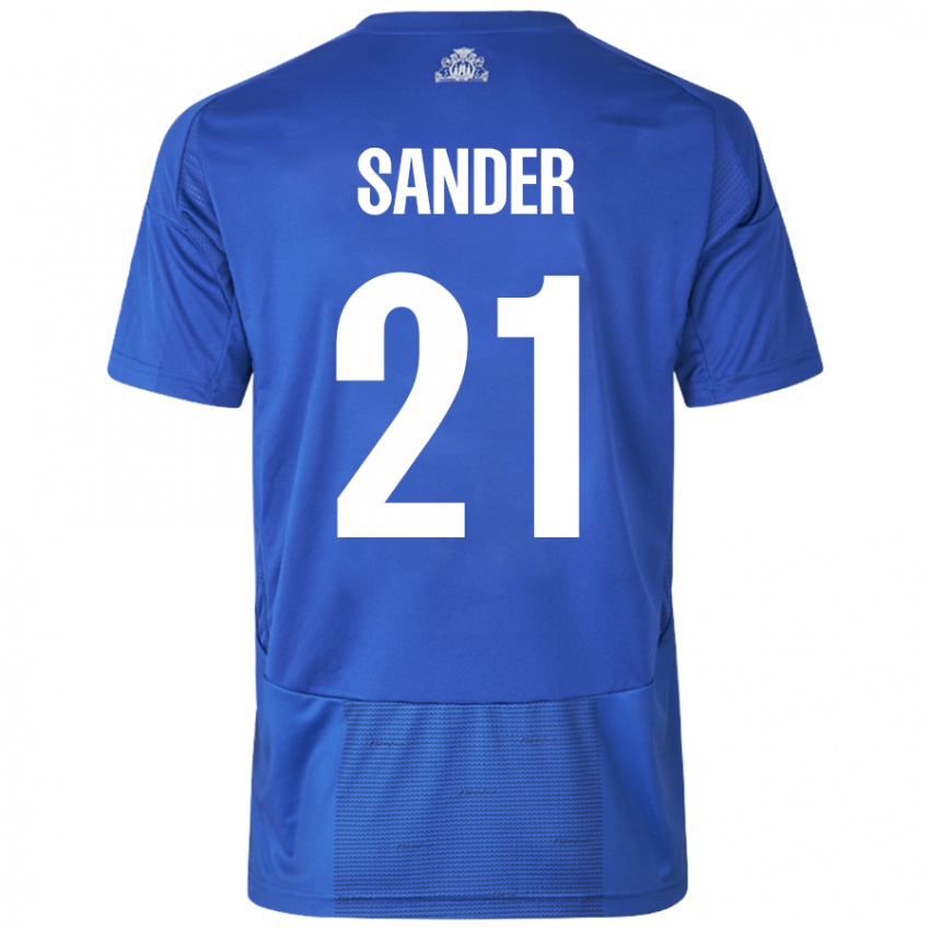 Niño Camiseta Theo Sander #21 Blanco Azul 2ª Equipación 2024/25 La Camisa Argentina