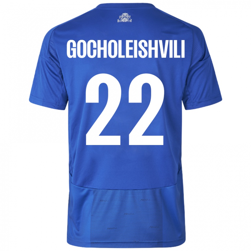 Niño Camiseta Giorgi Gocholeishvili #22 Blanco Azul 2ª Equipación 2024/25 La Camisa Argentina