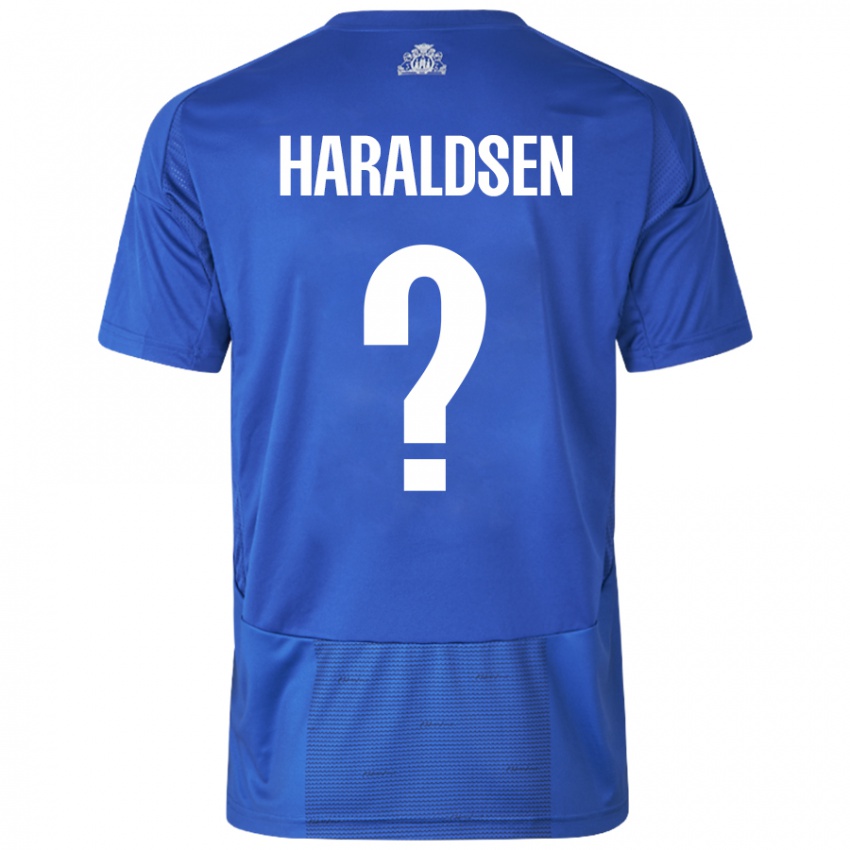 Niño Camiseta Henrik Haraldsen #0 Blanco Azul 2ª Equipación 2024/25 La Camisa Argentina