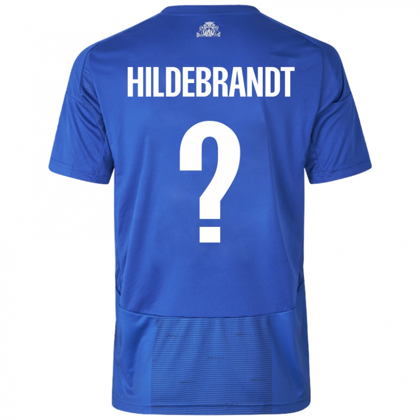 Niño Camiseta Sylvester Hildebrandt #0 Blanco Azul 2ª Equipación 2024/25 La Camisa Argentina