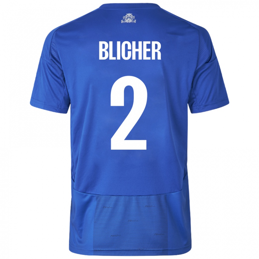 Niño Camiseta Nicolai Blicher #2 Blanco Azul 2ª Equipación 2024/25 La Camisa Argentina