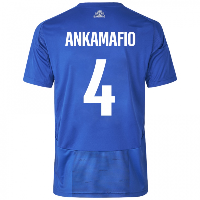 Niño Camiseta Graham Ankamafio #4 Blanco Azul 2ª Equipación 2024/25 La Camisa Argentina