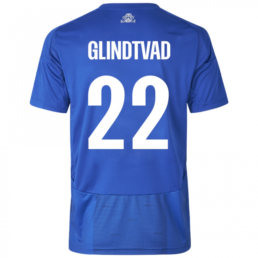 Niño Camiseta William Glindtvad #22 Blanco Azul 2ª Equipación 2024/25 La Camisa Argentina