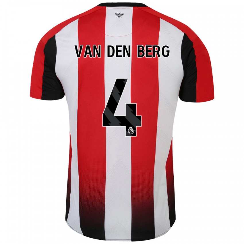 Hombre Camiseta Sepp Van Den Berg #4 Rojo Blanco 1ª Equipación 2024/25 La Camisa Argentina