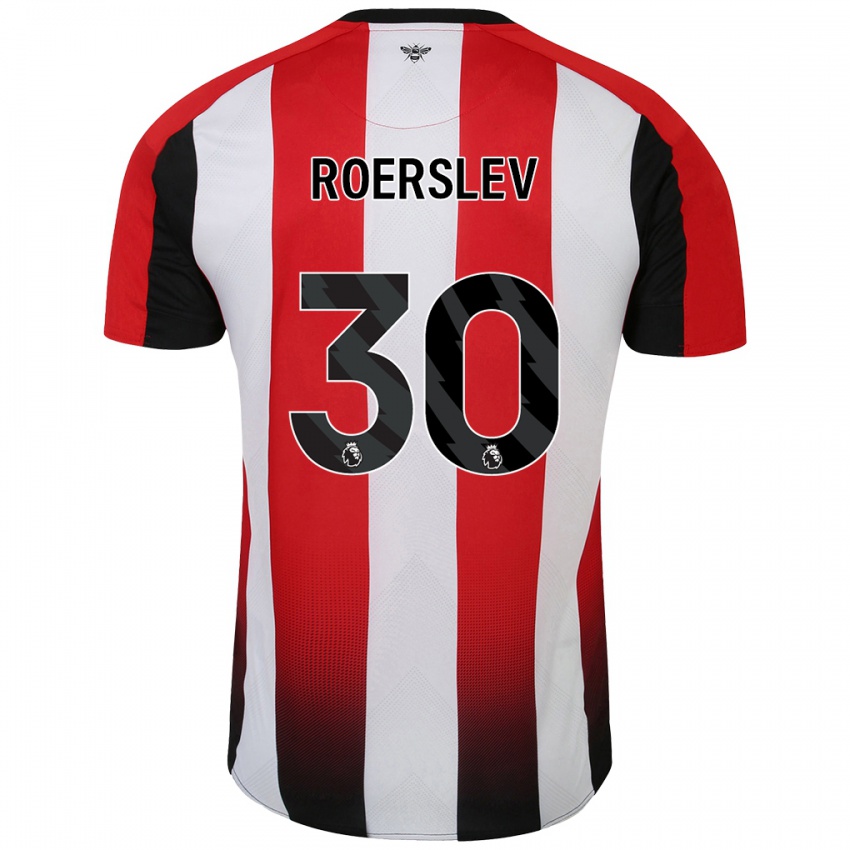 Hombre Camiseta Mads Roerslev #30 Rojo Blanco 1ª Equipación 2024/25 La Camisa Argentina