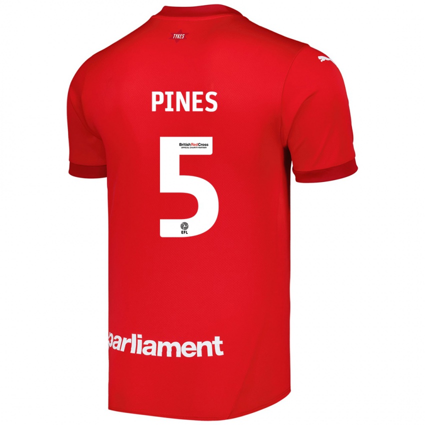 Hombre Camiseta Donovan Pines #5 Rojo 1ª Equipación 2024/25 La Camisa Argentina