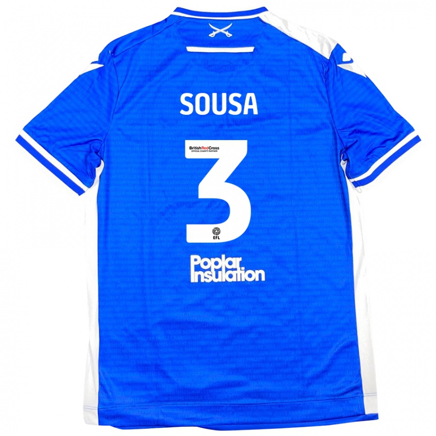 Hombre Camiseta Lino Sousa #3 Azul Blanco 1ª Equipación 2024/25 La Camisa Argentina