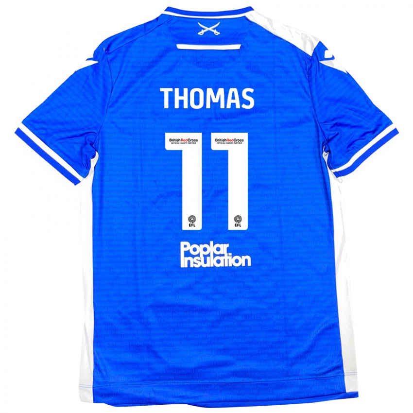 Hombre Camiseta Luke Thomas #11 Azul Blanco 1ª Equipación 2024/25 La Camisa Argentina