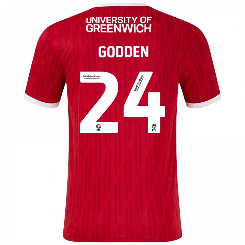 Hombre Camiseta Matt Godden #24 Rojo Blanco 1ª Equipación 2024/25 La Camisa Argentina