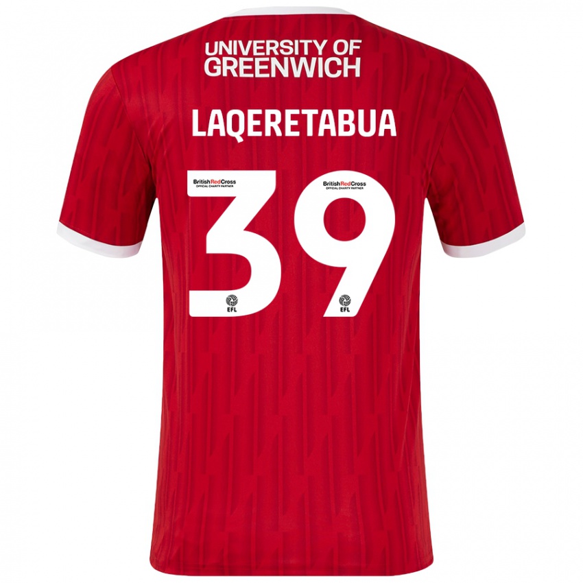 Hombre Camiseta Josh Laqeretabua #39 Rojo Blanco 1ª Equipación 2024/25 La Camisa Argentina