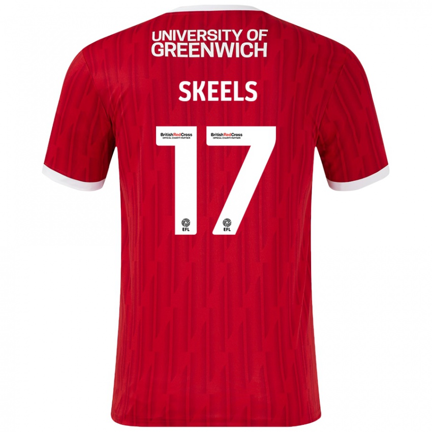 Hombre Camiseta Kiera Skeels #17 Rojo Blanco 1ª Equipación 2024/25 La Camisa Argentina