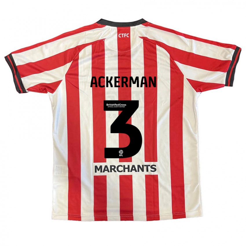 Hombre Camiseta Daisy Ackerman #3 Rojo Blanco 1ª Equipación 2024/25 La Camisa Argentina