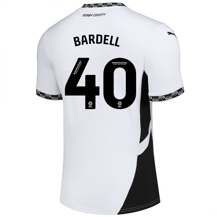 Hombre Camiseta Max Bardell #40 Blanco Negro 1ª Equipación 2024/25 La Camisa Argentina