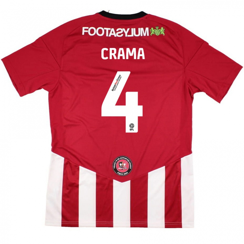 Hombre Camiseta Tristan Crama #4 Rojo Blanco 1ª Equipación 2024/25 La Camisa Argentina