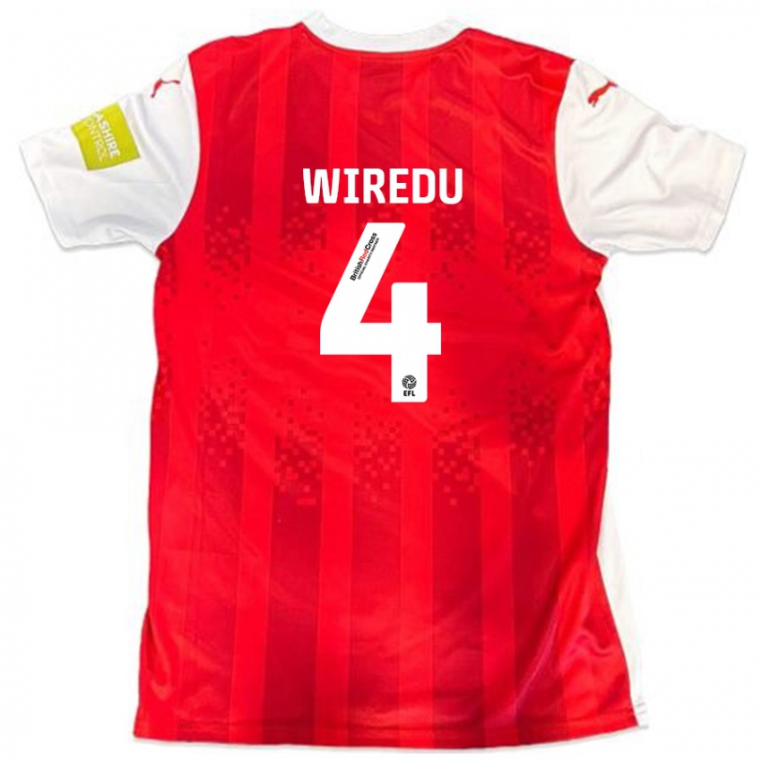 Hombre Camiseta Brendan Wiredu #4 Rojo Blanco 1ª Equipación 2024/25 La Camisa Argentina