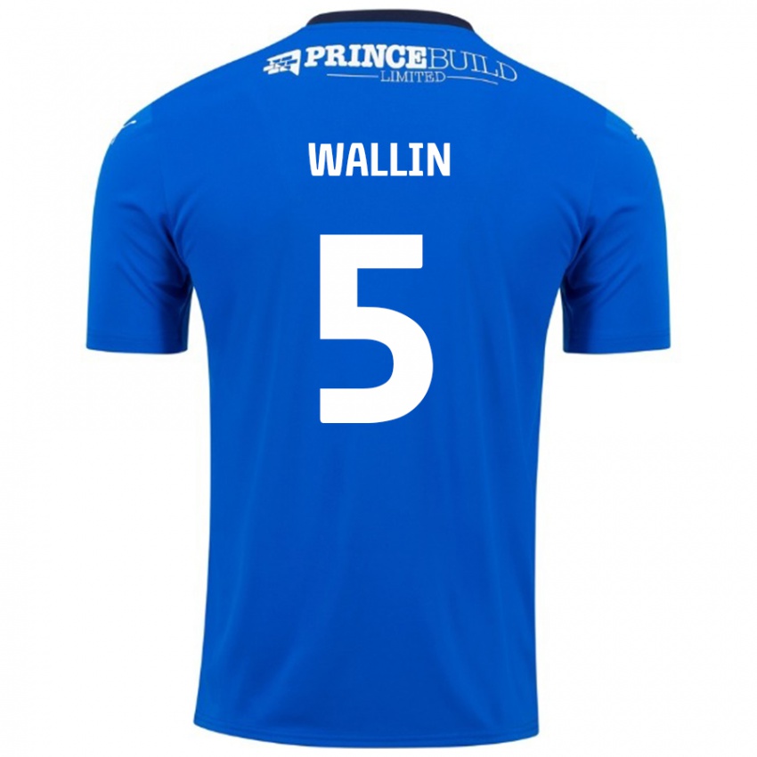 Hombre Camiseta Oscar Wallin #5 Azul Blanco 1ª Equipación 2024/25 La Camisa Argentina