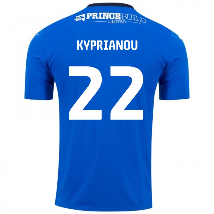 Hombre Camiseta Hector Kyprianou #22 Azul Blanco 1ª Equipación 2024/25 La Camisa Argentina