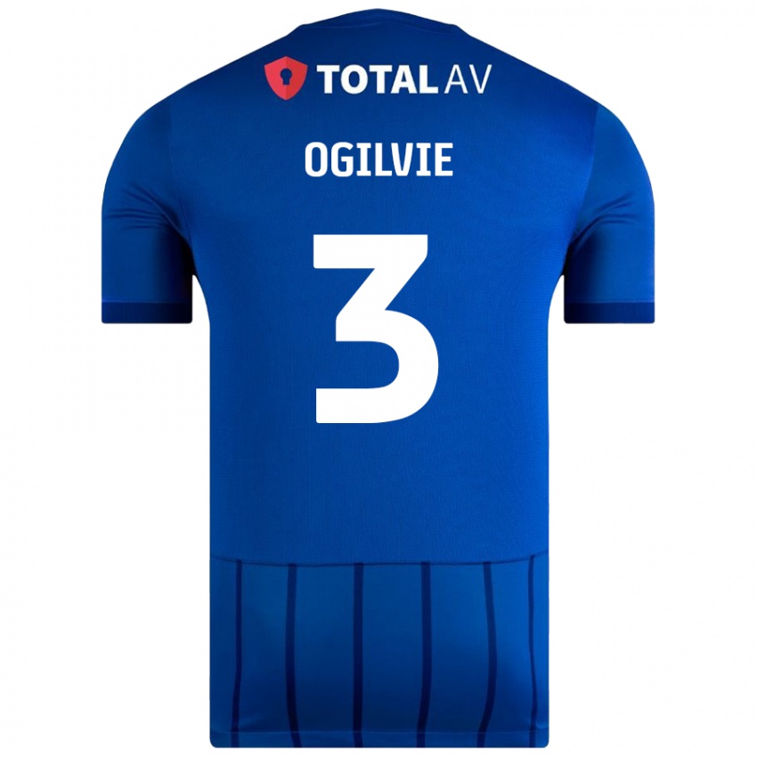 Hombre Camiseta Connor Ogilvie #3 Azul 1ª Equipación 2024/25 La Camisa Argentina