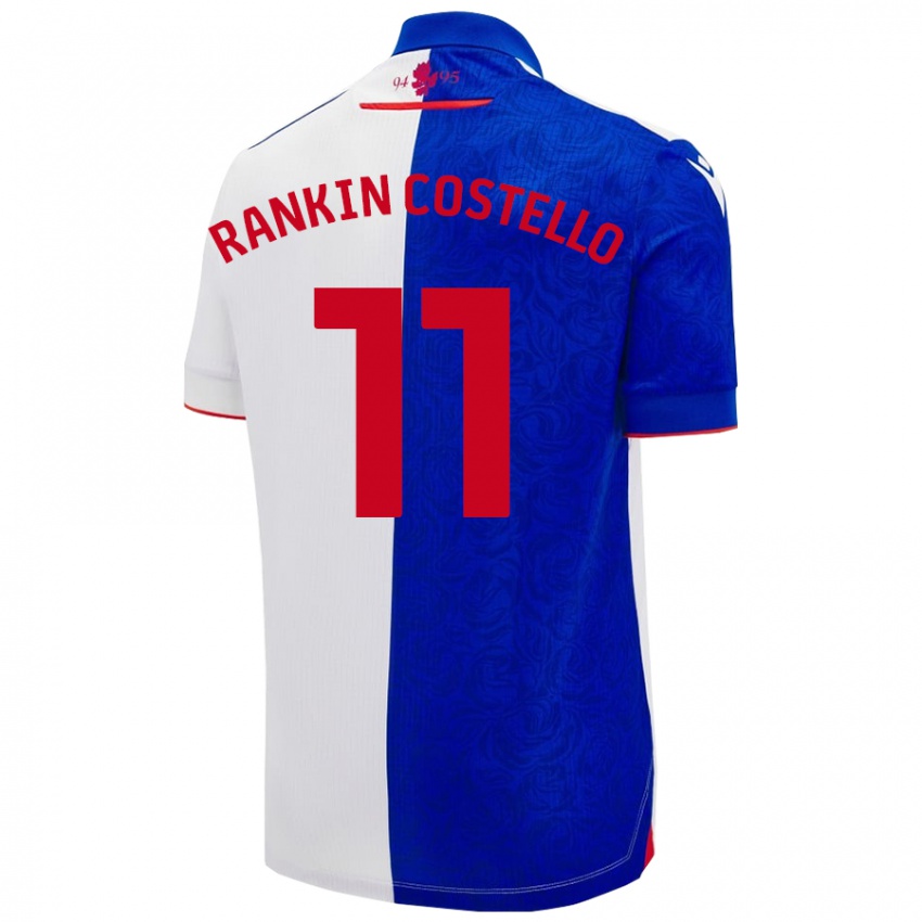 Hombre Camiseta Joe Rankin-Costello #11 Azul Cielo Blanco 1ª Equipación 2024/25 La Camisa Argentina