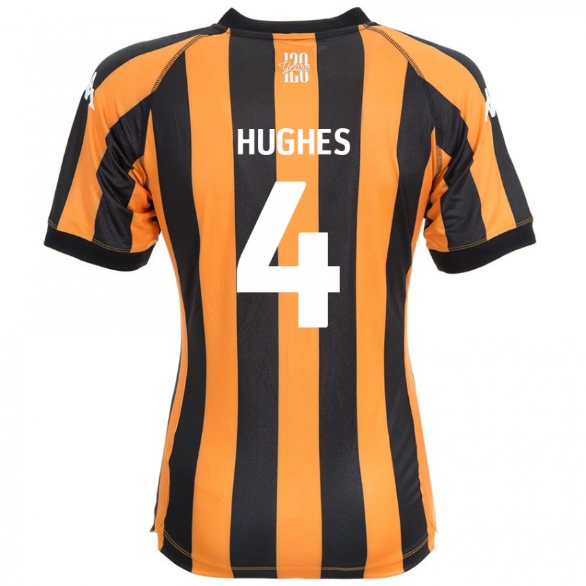 Hombre Camiseta Charlie Hughes #4 Negro Ámbar 1ª Equipación 2024/25 La Camisa Argentina