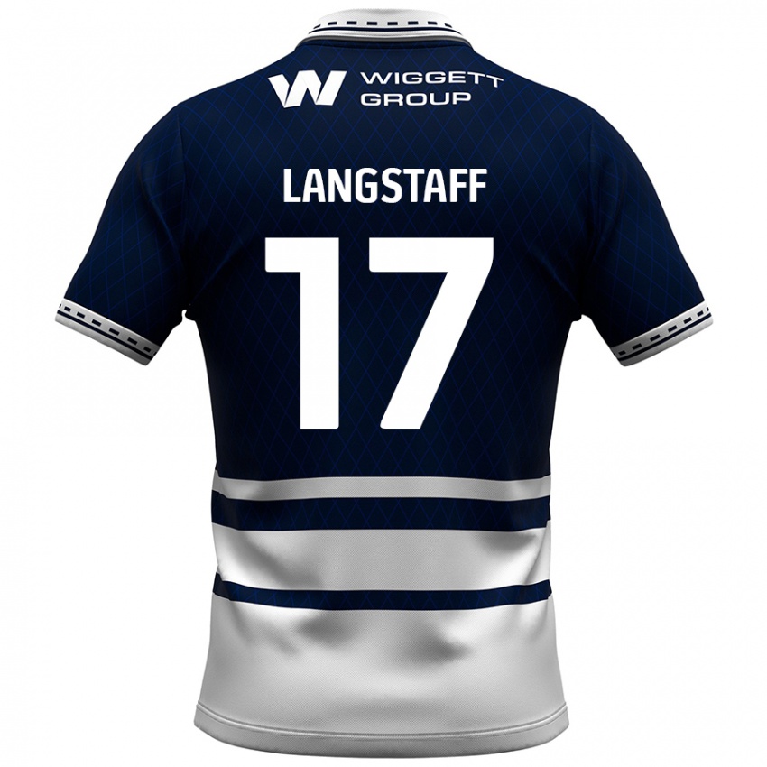 Hombre Camiseta Macaulay Langstaff #17 Azul Marino Blanco 1ª Equipación 2024/25 La Camisa Argentina