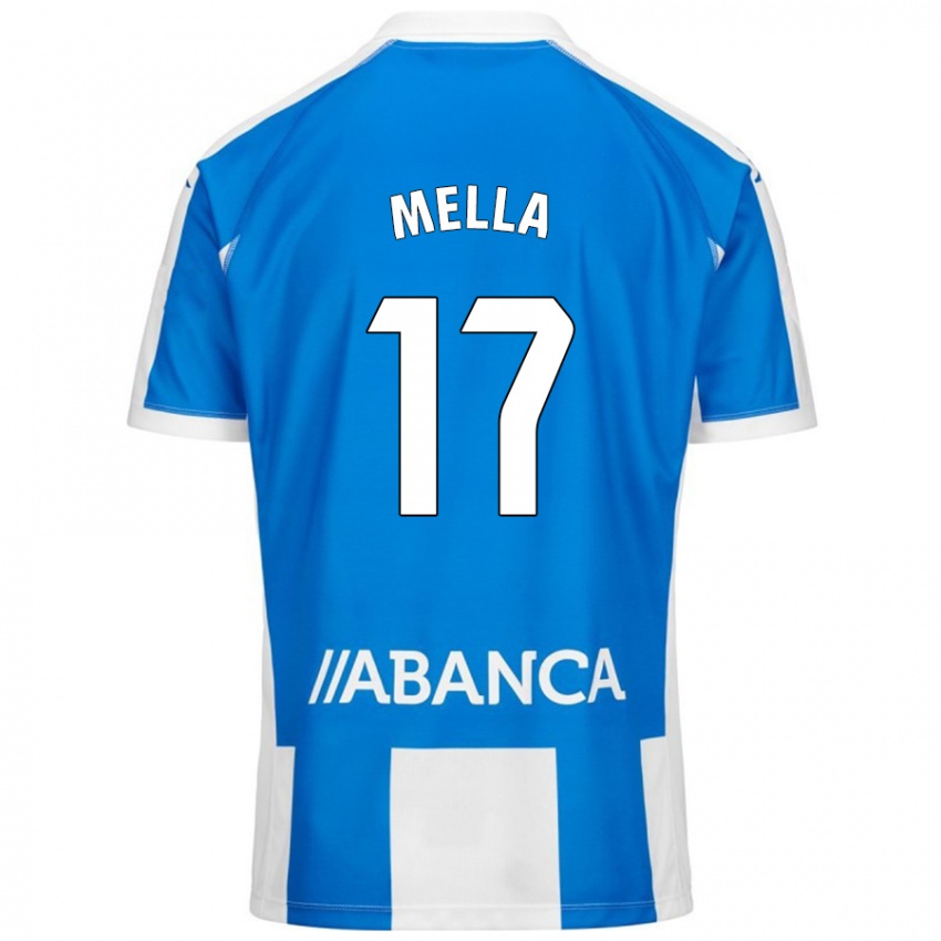 Hombre Camiseta David Mella #17 Azul Blanco 1ª Equipación 2024/25 La Camisa Argentina