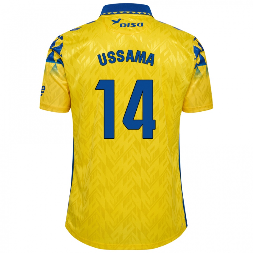 Hombre Camiseta Ussama #14 Amarillo Azul 1ª Equipación 2024/25 La Camisa Argentina