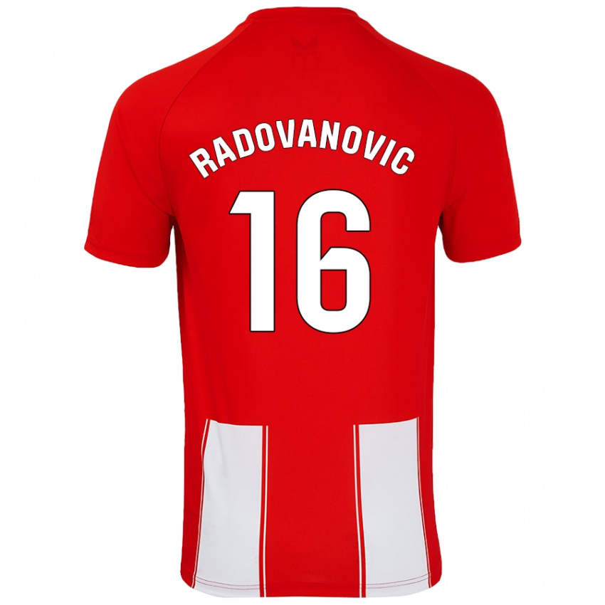 Hombre Camiseta Aleksandar Radovanovic #16 Rojo Blanco 1ª Equipación 2024/25 La Camisa Argentina