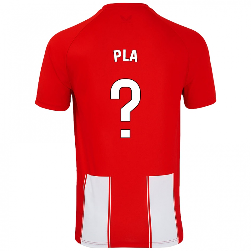 Hombre Camiseta Edu Pla #0 Rojo Blanco 1ª Equipación 2024/25 La Camisa Argentina